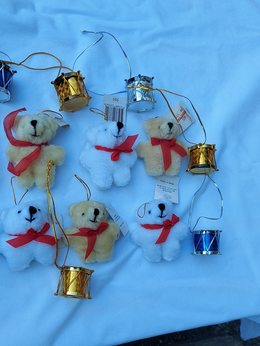 Teddy Bear and Mini Drums Hanging Ornaments - 14 Items